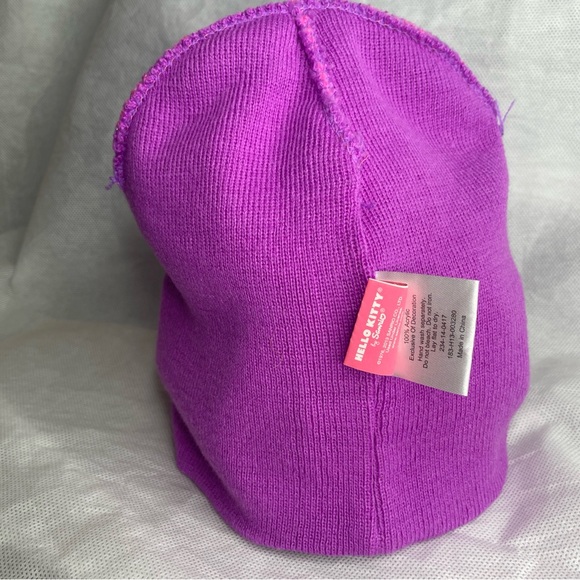 Sanrio Hello Kitty Beanie Hat Cap Womens OSFM Pink & Purple Striped 90s Y2K - Picture 8 of 14